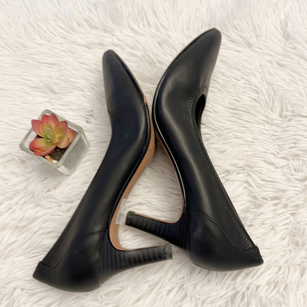 Clarks Ileana Tulip Black Leather Pump Heel Stiletto Shoe women size 10 - Picture 6 of 8
